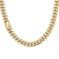 Monaco Cuban link chain, 14K bonded gold PVD, spring-buckle clasp — Showtime Gems