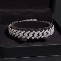 Moissanite Cuban Link Bracelet - 10mm D-VVS1, Rhodium-Plated (925 Sterling Silver)
