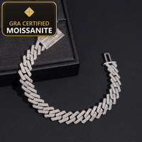 Moissanite Cuban Link Bracelet - 10mm D-VVS1, Rhodium-Plated (925 Sterling Silver) — gra certified moissanite seal v2
