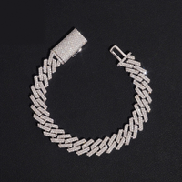 Moissanite Cuban Link Bracelet - 10mm D-VVS1, Rhodium-Plated (925 Sterling Silver)