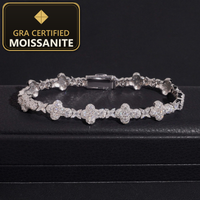 Moissanite Clover Bracelet - D-VVS1, Rhodium-Plated (925 Sterling Silver) — gra certified moissanite seal v2