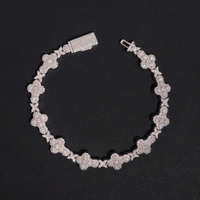 Moissanite Cuban Link Bracelet - D-VVS1, Rhodium-Plated (925 Sterling Silver)