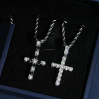Moissanite Cross Chain & Bracelet - D-VVS1, Rhodium-Plated (925 Sterling Silver)