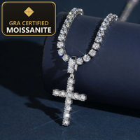 Moissanite Cross Pendant - 22x43mm D-VVS1, GRA-Certified (925 Sterling Silver) — gra certified moissanite seal v2