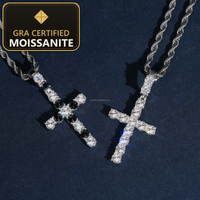 Moissanite Cross Pendant - 22x43mm D-VVS1, GRA-Certified (925 Sterling Silver) — gra certified moissanite seal v2