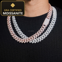 Moissanite Cuban Link Chain & Bracelet - 15mm D-VVS1, Rhodium-Plated (925 Sterling Silver) — gra certified moissanite seal v2