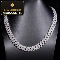 Moissanite Cuban Link Chain & Bracelet - 15mm D-VVS1, Rhodium-Plated (925 Sterling Silver) — gra certified moissanite seal v2