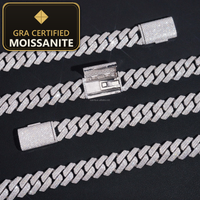 Moissanite Cuban Link Chain & Bracelet - 15mm D-VVS1, Rhodium-Plated (925 Sterling Silver) — gra certified moissanite seal v2