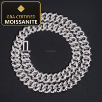 Moissanite Cuban Link Chain & Bracelet - 15mm D-VVS1, Rhodium-Plated (925 Sterling Silver) — gra certified moissanite seal v2