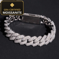 Moissanite Cuban Link Bracelet - 13mm D-VVS1, Rhodium-Plated (925 Sterling Silver) — gra certified moissanite seal v2