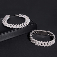 Moissanite Cuban Link Bracelet - 13mm D-VVS1, Rhodium-Plated (925 Sterling Silver)