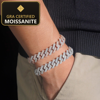 Moissanite Cuban Link Chain & Bracelet - 12mm D-VVS1, Rhodium-Plated (925 Sterling Silver) — gra certified moissanite seal v2