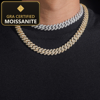 Moissanite Cuban Link Chain & Bracelet - 12mm D-VVS1, Rhodium-Plated (925 Sterling Silver) — gra certified moissanite seal v2