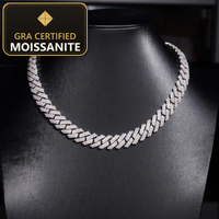 Moissanite Cuban Link Chain & Bracelet - 12mm D-VVS1, Rhodium-Plated (925 Sterling Silver) — gra certified moissanite seal v2