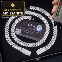 Moissanite Cuban Link Chain & Bracelet - 12mm D-VVS1, Rhodium-Plated (925 Sterling Silver) — gra certified moissanite seal v2