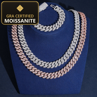 Moissanite Cuban Link Necklace - 13mm D-VVS1, Rhodium-Plated (925 Sterling Silver) — gra certified moissanite seal v2