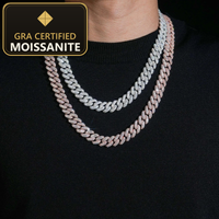 Moissanite Cuban Link Necklace - 13mm D-VVS1, Rhodium-Plated (925 Sterling Silver) — gra certified moissanite seal v2