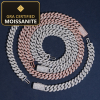 Moissanite Cuban Link Necklace - 13mm D-VVS1, Rhodium-Plated (925 Sterling Silver) — gra certified moissanite seal v2