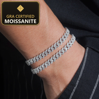Moissanite Cuban Link Bracelet - 6mm D-VVS1, Rhodium-Plated (925 Sterling Silver) — gra certified moissanite seal v2