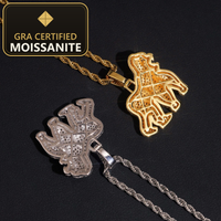 USA Local Stock Fast Shipping Gorilla Pendant  925 Silver Moissanite Pass Diamond Test Gold Plated Gorilla Charms Pendants — gra certified moissanite seal v2