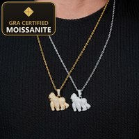 USA Local Stock Fast Shipping Gorilla Pendant  925 Silver Moissanite Pass Diamond Test Gold Plated Gorilla Charms Pendants — gra certified moissanite seal v2