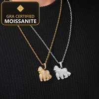 USA Local Stock Fast Shipping Gorilla Pendant  925 Silver Moissanite Pass Diamond Test Gold Plated Gorilla Charms Pendants — gra certified moissanite seal v2