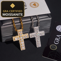 Ship in USA Warehouse Unique Design Rapper Popular Jewelry Iced Out Hip Hop S925 14k Gold Plated VVS1 Moissanite Cross Pendant — gra certified moissanite seal v2