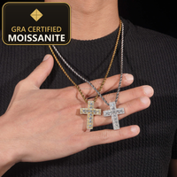 Ship in USA Warehouse Unique Design Rapper Popular Jewelry Iced Out Hip Hop S925 14k Gold Plated VVS1 Moissanite Cross Pendant — gra certified moissanite seal v2