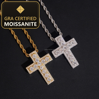 Ship in USA Warehouse Unique Design Rapper Popular Jewelry Iced Out Hip Hop S925 14k Gold Plated VVS1 Moissanite Cross Pendant — gra certified moissanite seal v2