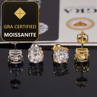 Fashion Jewelry 925 Sterling Silver Stud Earring 7.5mm GRA Certified VVS Moissanite Earrings — gra certified moissanite seal v2