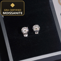 Fashion Jewelry 925 Sterling Silver Stud Earring 7.5mm GRA Certified VVS Moissanite Earrings — gra certified moissanite seal v2