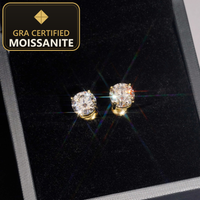 Fashion Jewelry 925 Sterling Silver Stud Earring 7.5mm GRA Certified VVS Moissanite Earrings — gra certified moissanite seal v2