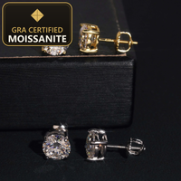 Fashion Jewelry 925 Sterling Silver Stud Earring 7.5mm GRA Certified VVS Moissanite Earrings — gra certified moissanite seal v2