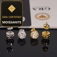High Quality Halo Design 5mm Center Stone 925 Sterling Silver GRA Certificate Moissanite Earrings — gra certified moissanite seal v2