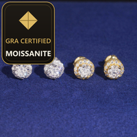 High Quality Halo Design 5mm Center Stone 925 Sterling Silver GRA Certificate Moissanite Earrings — gra certified moissanite seal v2