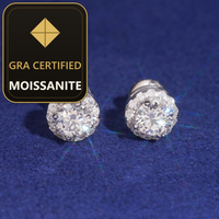 High Quality Halo Design 5mm Center Stone 925 Sterling Silver GRA Certificate Moissanite Earrings — gra certified moissanite seal v2