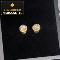 High Quality Halo Design 5mm Center Stone 925 Sterling Silver GRA Certificate Moissanite Earrings — gra certified moissanite seal v2