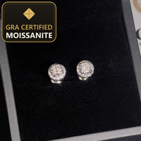 High Quality Halo Design 5mm Center Stone 925 Sterling Silver GRA Certificate Moissanite Earrings — gra certified moissanite seal v2