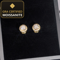 High Quality Halo Design 5mm Center Stone 925 Sterling Silver GRA Certificate Moissanite Earrings — gra certified moissanite seal v2