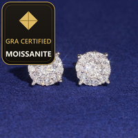 Hot Selling Bulk Stock in America Warehouse Fashion Jewelry Iced Out Hip Hop S925 Screw Back VVS1 Moissanite Stud Earrings — gra certified moissanite seal v2