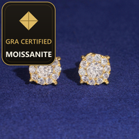 Hot Selling Bulk Stock in America Warehouse Fashion Jewelry Iced Out Hip Hop S925 Screw Back VVS1 Moissanite Stud Earrings — gra certified moissanite seal v2