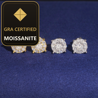 Hot Selling Bulk Stock in America Warehouse Fashion Jewelry Iced Out Hip Hop S925 Screw Back VVS1 Moissanite Stud Earrings — gra certified moissanite seal v2