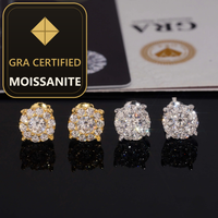 Hot Selling Bulk Stock in America Warehouse Fashion Jewelry Iced Out Hip Hop S925 Screw Back VVS1 Moissanite Stud Earrings — gra certified moissanite seal v2