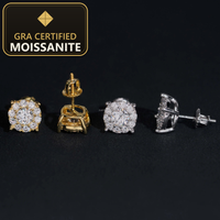 Hot Selling Bulk Stock in America Warehouse Fashion Jewelry Iced Out Hip Hop S925 Screw Back VVS1 Moissanite Stud Earrings — gra certified moissanite seal v2