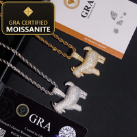 No Tarrifs US Warehouse Ship Pass Diamond Tester GRA Hip Hop Jewelry 925 Silver Iced Out Moissanite Custom Hip Hop Pendant — gra certified moissanite seal v2