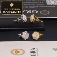 Fast Shipping Local Stock Iced Out Cluster Flower Hip Hop 925 Sterling Silver Moissanite Earrings — gra certified moissanite seal v2