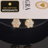 Fast Shipping Local Stock Iced Out Cluster Flower Hip Hop 925 Sterling Silver Moissanite Earrings — gra certified moissanite seal v2