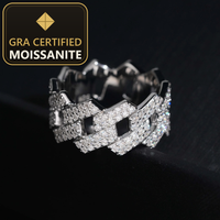 USA Local Stock Fast Shipping Moissanite Cuban Ring 925 Silver Gold Plated  Moissanite Pass Diamond Test Hip Hip Men Cuban Ring — gra certified moissanite seal v2