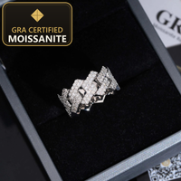 USA Local Stock Fast Shipping Moissanite Cuban Ring 925 Silver Gold Plated  Moissanite Pass Diamond Test Hip Hip Men Cuban Ring — gra certified moissanite seal v2