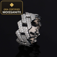 USA Local Stock Fast Shipping Moissanite Cuban Ring 925 Silver Gold Plated  Moissanite Pass Diamond Test Hip Hip Men Cuban Ring — gra certified moissanite seal v2